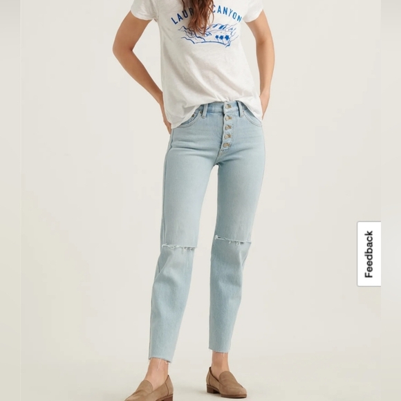 Lucky Brand Light Blue Size 6/28 Midrise Straight Jeans Womens Distressed - Picture 1 of 9